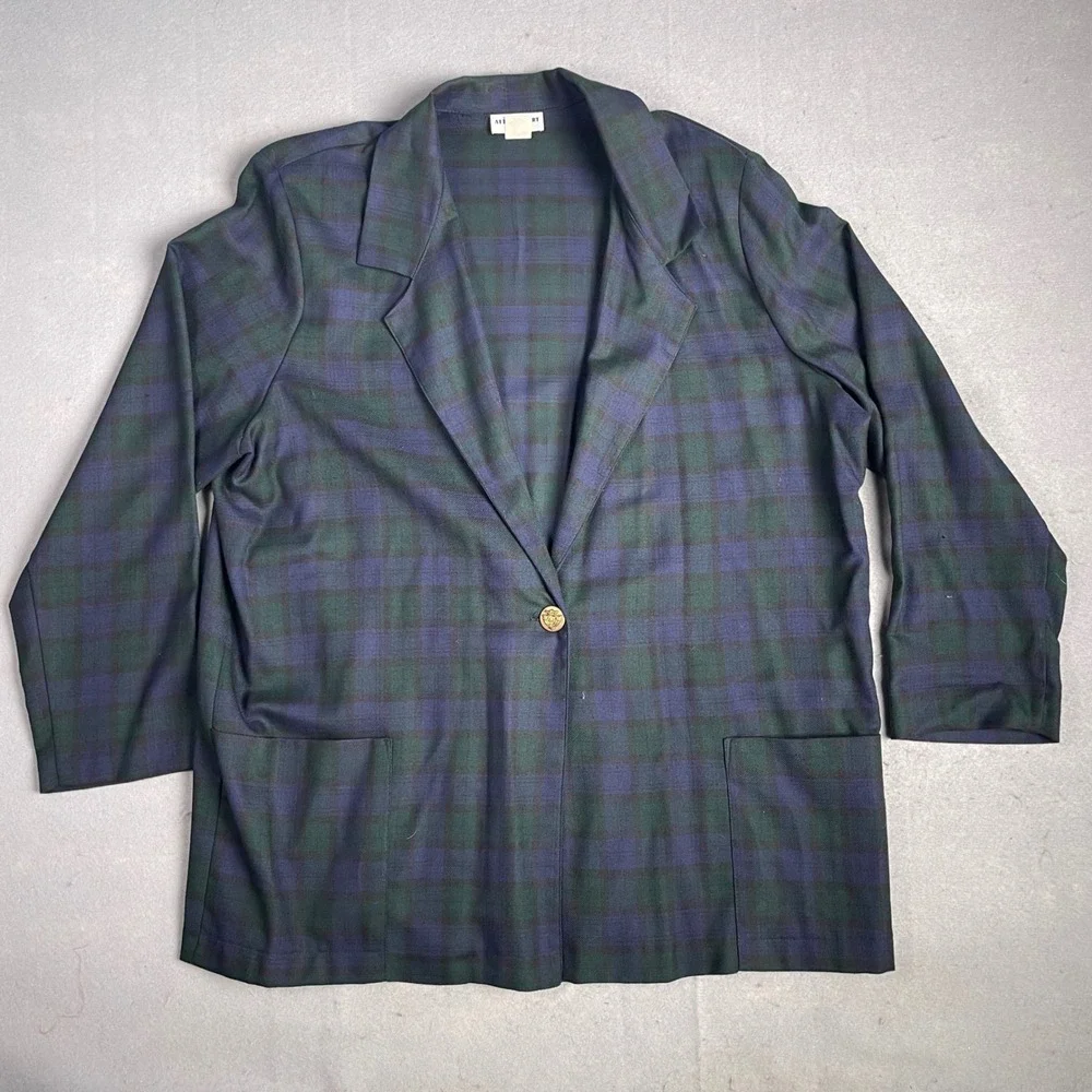 Alice Stuart Plaid Blazer‎ Career Office Button Front Jacket 22W